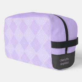 Zwei Tone Diamond Lilac und weißer Name Waschbeute Waschbeutel