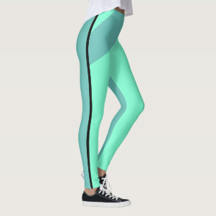 Zwei Tone Geometric Aqua und Aquamarin Leggings