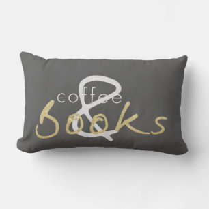 Zwei Tone Gold Sparkle Kaffee und Bücher Kissen