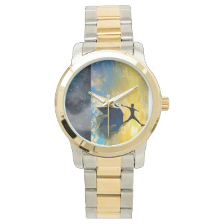 Zwei Tone Gold und Silver Quantum Jumps Armbanduhr