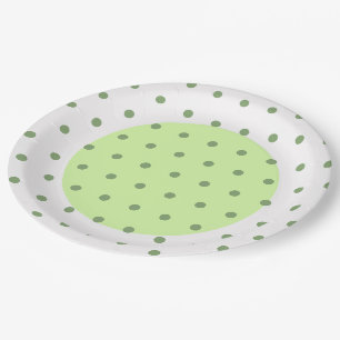 Zwei Tone Green Polka Dots Pappteller