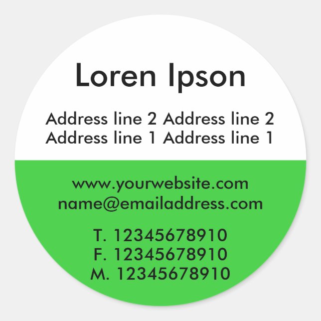 Zwei Tone Grün und Weiß Unternehmen / Profil Runder Aufkleber (Vorderseite)