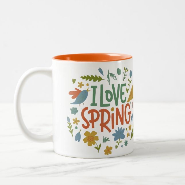 Zwei-Tone-I-Liebe Frühjahr Zweifarbige Tasse (Links)