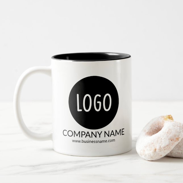 Zwei-Tone-Logo für personalisierte Unternehmenswer Zweifarbige Tasse (Mit Donut)