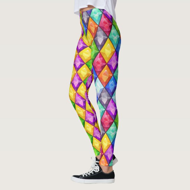 Zwei Tone Mardi Gras Diamonds Pop Mode Leggings (Links)
