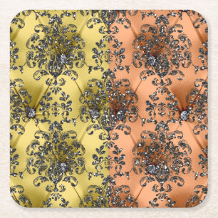 Zwei Tone Peach/Gold Silver Glitzer Untersetzer