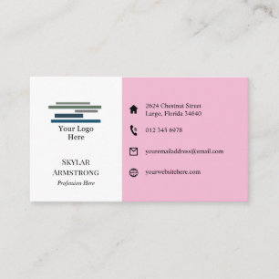 Zwei Tone Pink Weiß Ihre Logo-Symbole einseitig Visitenkarte