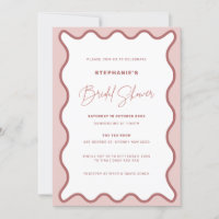 Zwei tone rosa Wavy Border Bridal Dusche Einladung