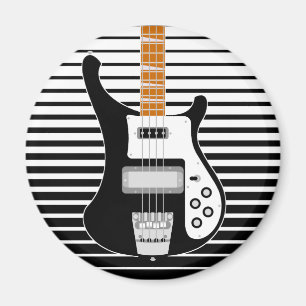 Zwei Töne Schwarz & Weiß Electric Bass Gitarre Magnet