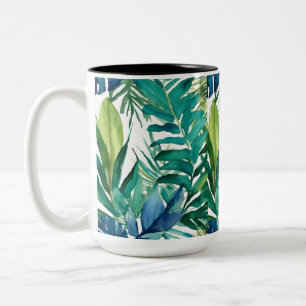 Zwei-Tone-Tasse 15 oz - Blätter und Naturmuster Zweifarbige Tasse