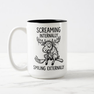 Zwei-Töne-Tasse Lustiger Zotteliger Elch Schrei Zweifarbige Tasse