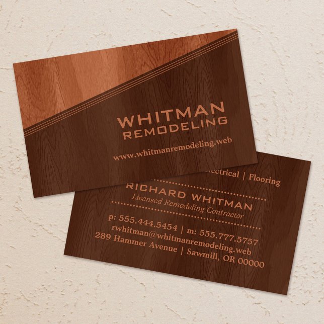 Zwei-Tonen-Braunwalzgut Beruflich Visitenkarte (Two-Tone Brown Woodgrain Professional Business Card)