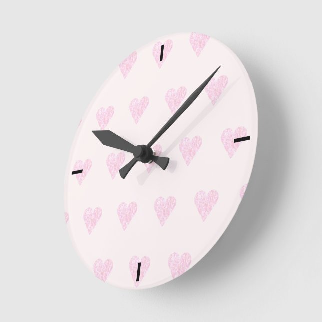 Zwei tonisierte Lieben Herz Runde Wanduhr (Winkel)