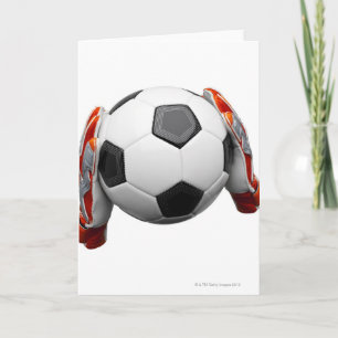 Zwei Tore halten Handschuhe mit einem Fußball Karte
