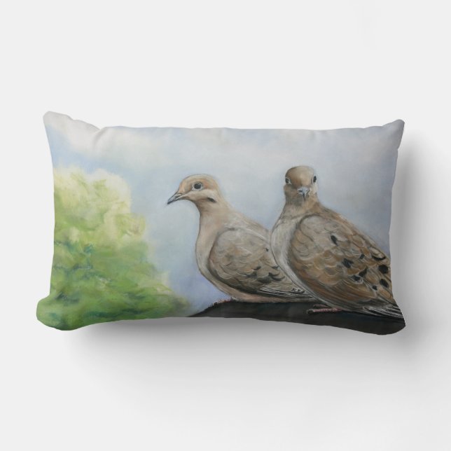 Zwei Trauer-Tauben-Kunst-Kissen Lendenkissen (Vorderseite)