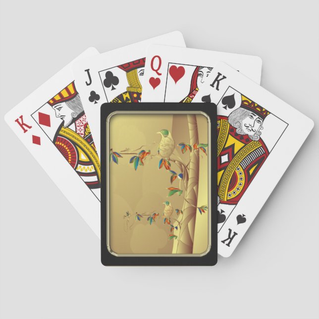 Zwei Tropische Vogelarten Abstrakte Kunstspielkart Spielkarten (Rückseite)