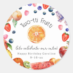 Zwei-tti Fruitti Süsse Fruit Geburtstag Runder Aufkleber