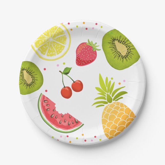 Zwei-tti frutti Geburtstag Papier Teller Tutti fru (Vorderseite)