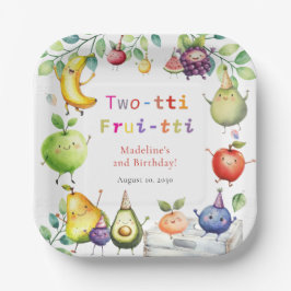 Zwei-tti Frutti Tanzende Früchte 2. Geburtstagsfei Pappteller