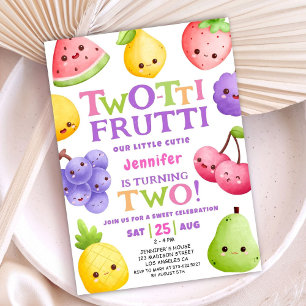 Zwei tti Frutti Wasserfarben Girls Fruit 2. Geburt Einladung