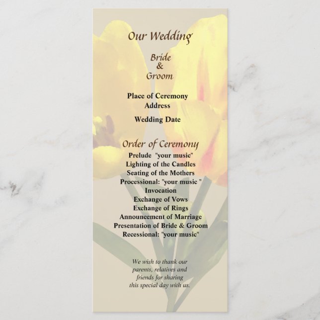 Zwei Tulips-Hochzeitsprogramm Programm (Vorderseite)