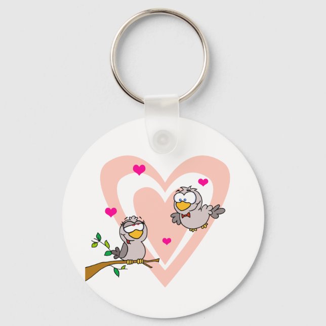 Zwei Turteltauben an einem Zweig Schlüsselanhänger (Vorderseite)