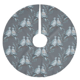 Zwei Turteltauben im Stilstil ausschneiden Polyester Weihnachtsbaumdecke