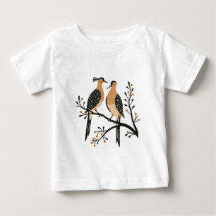 Zwei Turteltauben-Schablone im Retro-Stil 7 Baby T-shirt