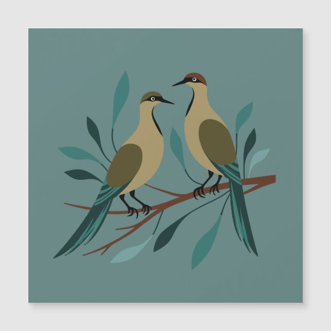 Zwei Turteltauben Schneiden Stencil Retro Stil 3 Magnetkarte (Vorderseite)