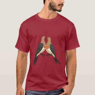 Zwei Turteltauben Schneiden Stencil Retro Stil 5 T-Shirt