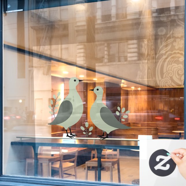 Zwei Turteltauben Schneiden Stencil Retro Stil 8 Fensteraufkleber (Café-Fenster)