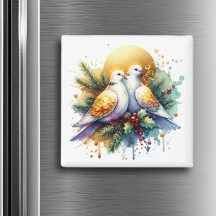 Zwei Turtle Doves   12 Weihnachtstage Magnet