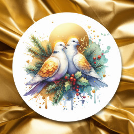 Zwei Turtle Doves | 12 Weihnachtstage Runder Aufkleber