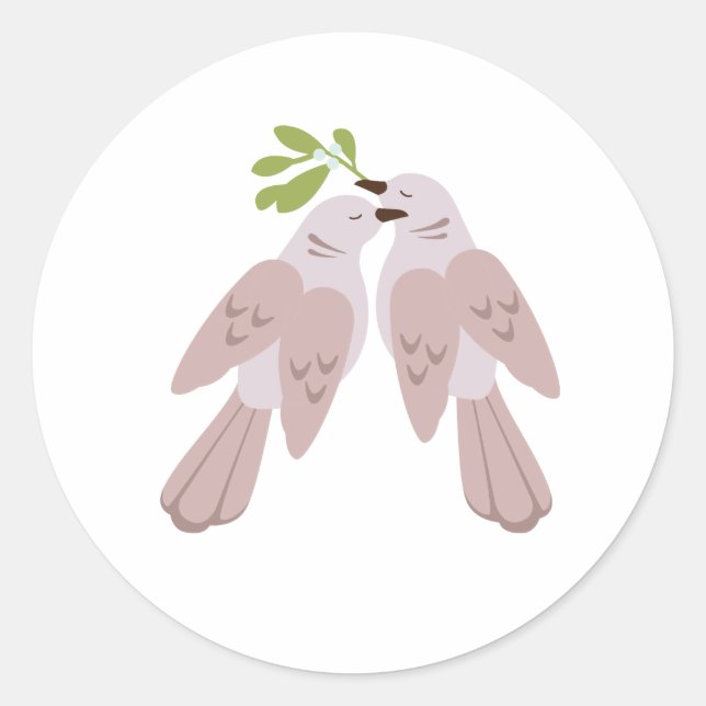 Zwei Turtle Doves Runder Aufkleber (Vorderseite)