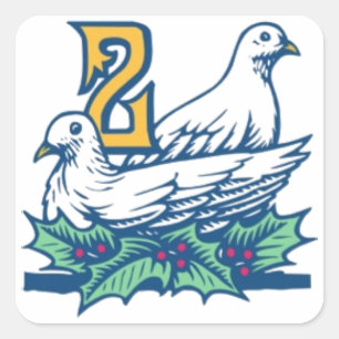 Zwei Turtledoves Quadratischer Aufkleber