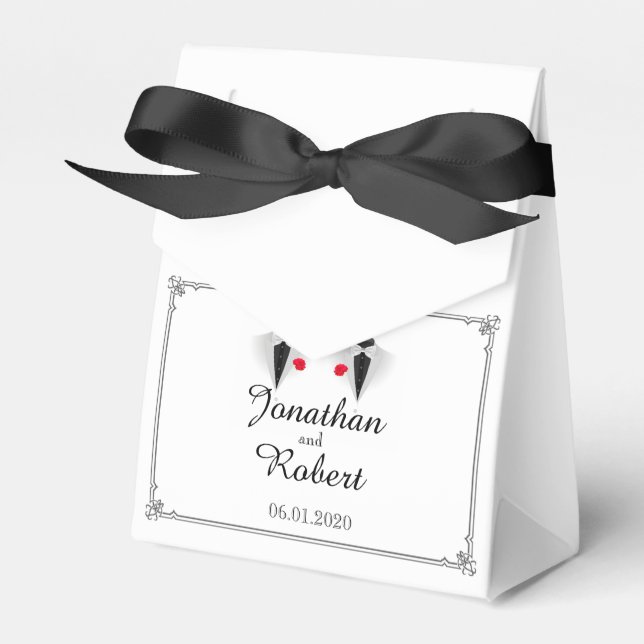 Zwei Tuxedos in der Box "White Gay Gastgeschenk Ho Geschenkschachtel (Vorderseite)