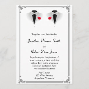 Zwei Tuxedos zur Einladung von White Gay Wedding
