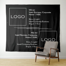 Zwei Unternehmenslogos in Schwarz/Weiß Wandteppich