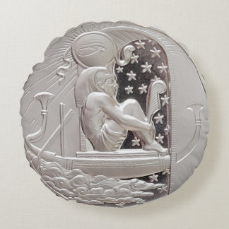 Zwei Unzen Silver Ra und Scarab Rundes Kissen