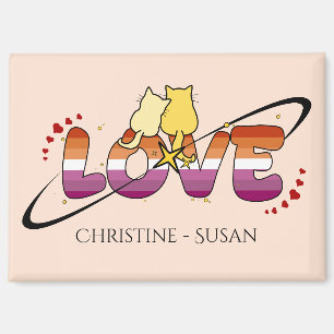 Zwei verliebte Katzen Sonnenuntergang Lesbische Fl Magnet