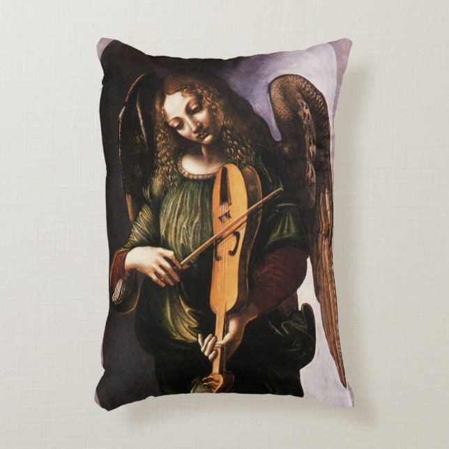 Zwei verschiedene Engel von Leonardo da Vinci Dekokissen (Vorderseite(Vertikal))