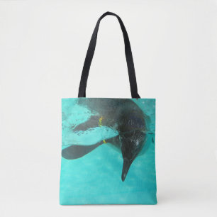 Zwei verschiedene Pinguine auf blauem Totbeutel Tasche