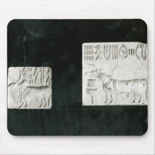 Zwei verzierten das Siegel, das ein Zebu und ein a Mousepad
