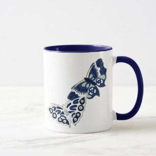 Zwei Vintage blaue Schmetterlinge Tasse