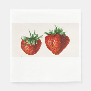 Zwei Vintage Red Strawberries Illustration Serviette