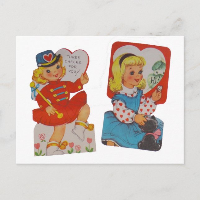 Zwei Vintage Valentines in einem Feiertagspostkarte (Vorderseite)