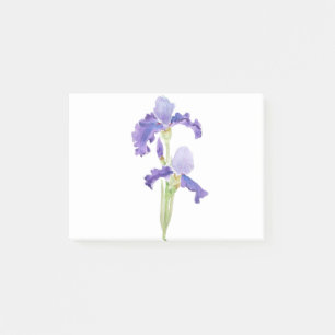zwei violette Schwertlilien Tinte und Aquarell Post-it Klebezettel