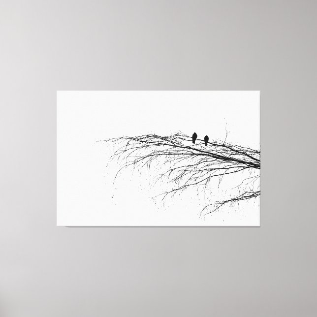 Zwei Vögel auf einem Baum Leinwanddruck (Vorderseite)