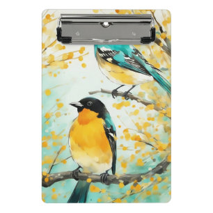 Zwei Vögel, die auf der Baumzweigung sitzen Mini Klemmbrett