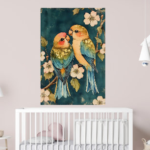 Zwei Vögel, die wie Unzertrennliche erscheinen, si Poster